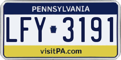 PA license plate LFY3191