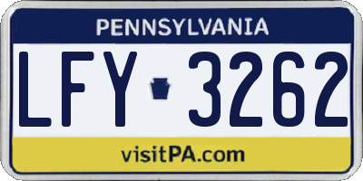 PA license plate LFY3262