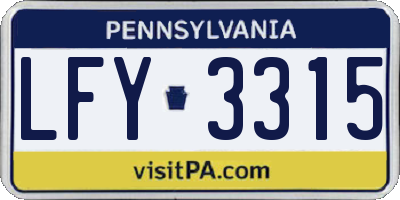 PA license plate LFY3315