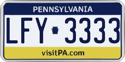PA license plate LFY3333