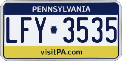 PA license plate LFY3535