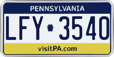 PA license plate LFY3540