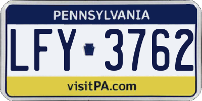 PA license plate LFY3762