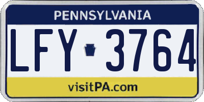 PA license plate LFY3764