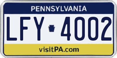 PA license plate LFY4002