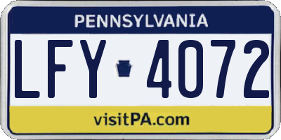 PA license plate LFY4072