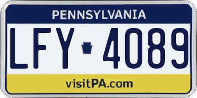 PA license plate LFY4089