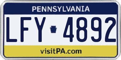 PA license plate LFY4892