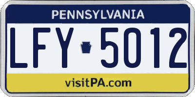 PA license plate LFY5012