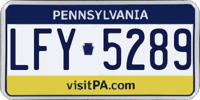 PA license plate LFY5289