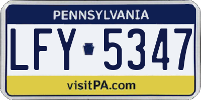 PA license plate LFY5347