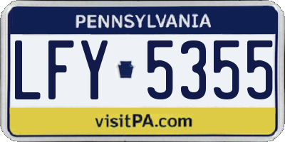 PA license plate LFY5355