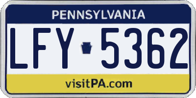PA license plate LFY5362