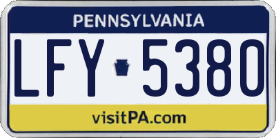 PA license plate LFY5380