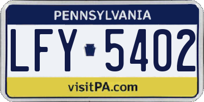 PA license plate LFY5402