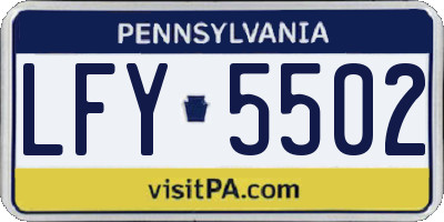 PA license plate LFY5502