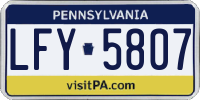 PA license plate LFY5807