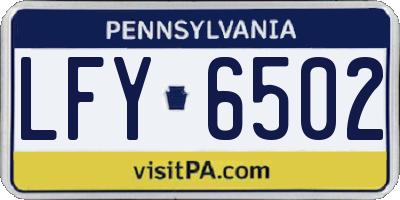 PA license plate LFY6502