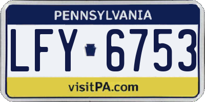 PA license plate LFY6753