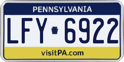 PA license plate LFY6922