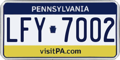 PA license plate LFY7002
