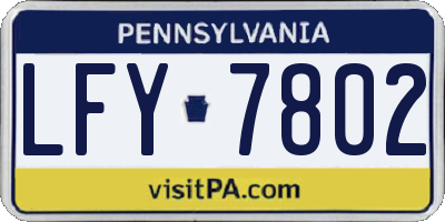 PA license plate LFY7802