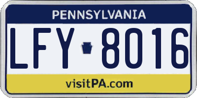PA license plate LFY8016