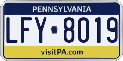 PA license plate LFY8019