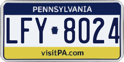 PA license plate LFY8024