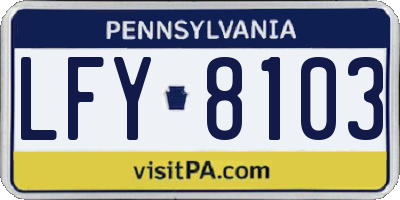 PA license plate LFY8103