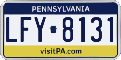 PA license plate LFY8131