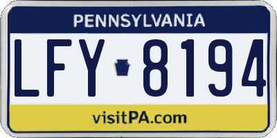 PA license plate LFY8194