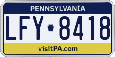 PA license plate LFY8418