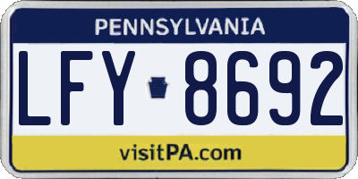 PA license plate LFY8692