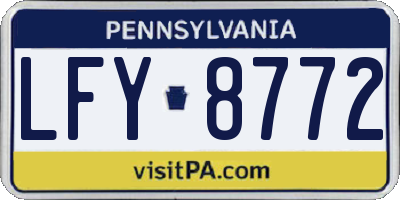 PA license plate LFY8772