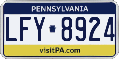 PA license plate LFY8924