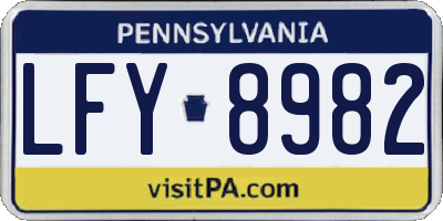 PA license plate LFY8982