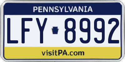 PA license plate LFY8992