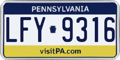 PA license plate LFY9316