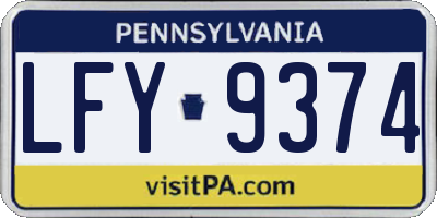 PA license plate LFY9374