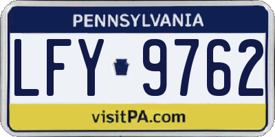 PA license plate LFY9762