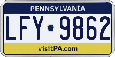 PA license plate LFY9862