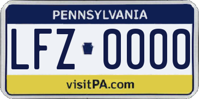 PA license plate LFZ0000