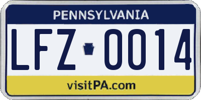 PA license plate LFZ0014