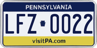 PA license plate LFZ0022