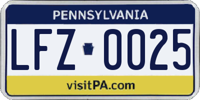 PA license plate LFZ0025