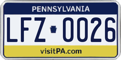 PA license plate LFZ0026
