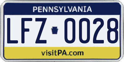 PA license plate LFZ0028