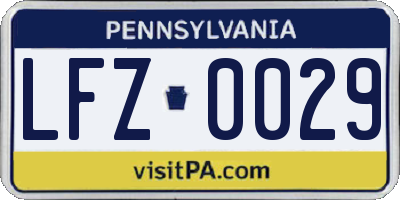 PA license plate LFZ0029