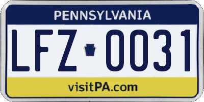 PA license plate LFZ0031